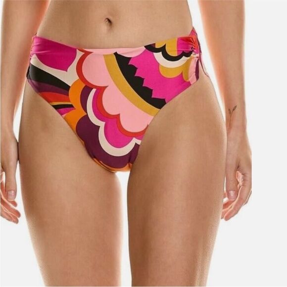 TRINA TURK SWIM Fan Faire V-Wire Side Cutout High Waist Swim Bottom Size 10 - Picture 1 of 8